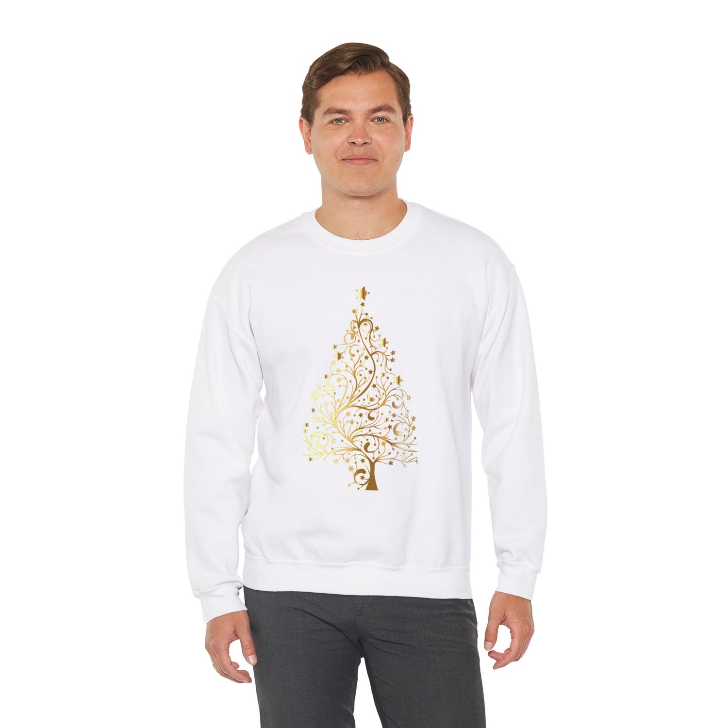 Pull à col rond avec arbres de Noël, chemise de Noël unisex , t-shirt joyeux Noël, pull pour Noël, jolie chemise de Noël