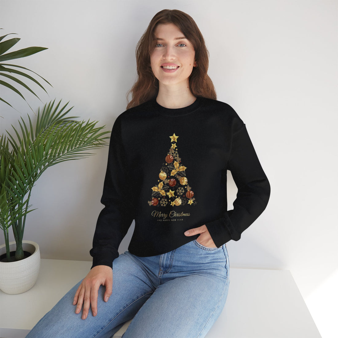 Pull à col rond avec arbres de Noël, chemise de Noël pour femme, t-shirt joyeux Noël, pull pour Noël